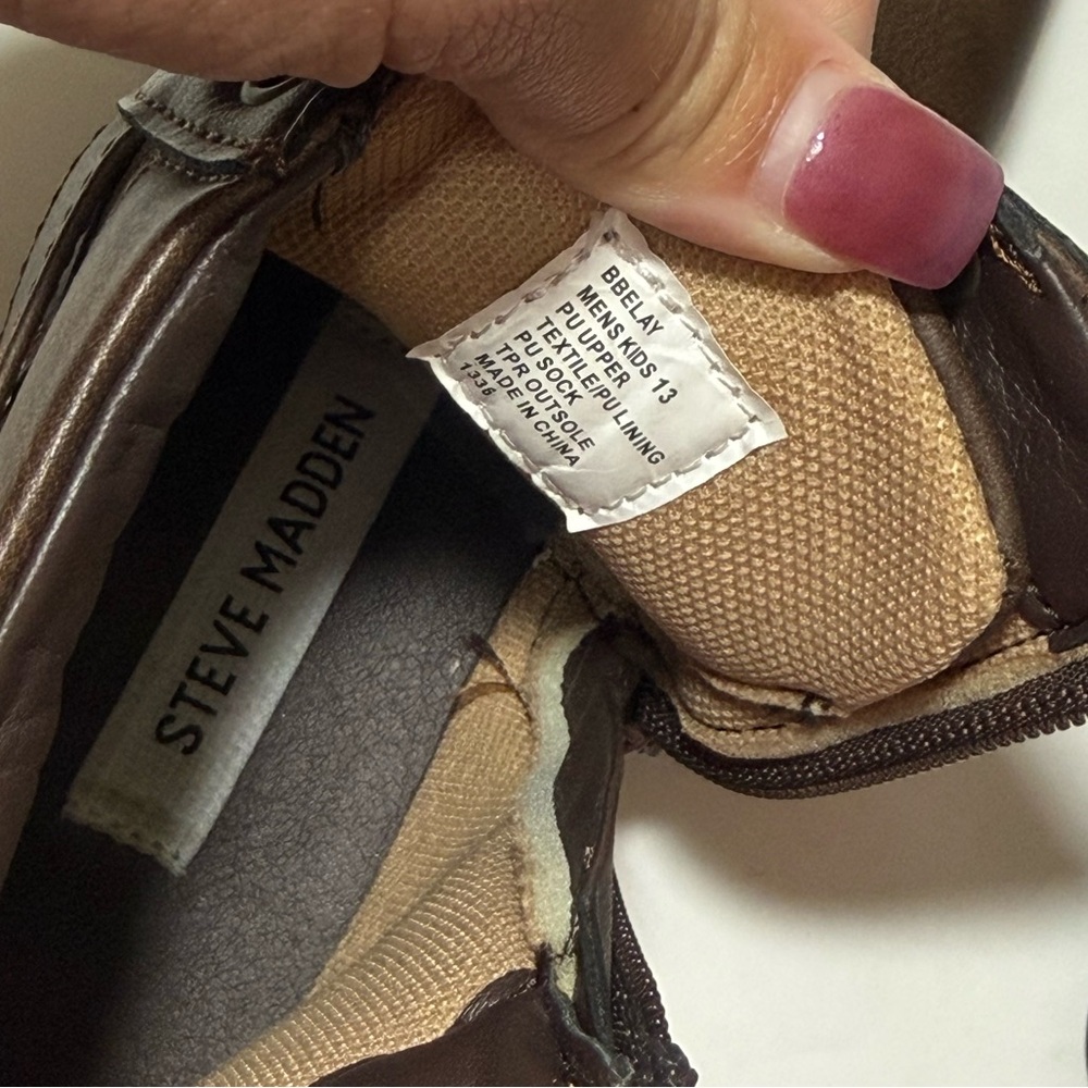 Steve Madden Youth Girls Chestnut Brown Combat Boots — Size 13 - Picture 14 of 15